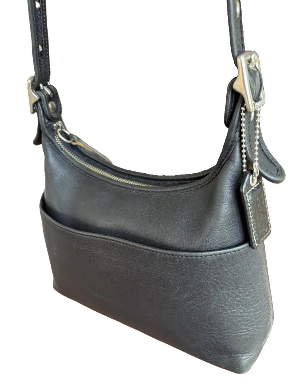 VTG Coach 9136 Black Leather Hobo Pocket Zip Legacy Crossbody Bag Y2K 90s EUC